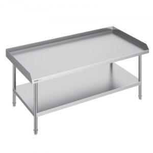 VEVOR Stół roboczy ze stali nierdzewnej, stół roboczy do przygotowywania żywności w obiektach komercyjnych, trójstronny panel ochronny, stół roboczy do restauracji, domu, hoteli, 762 x 1524 x 660 mm