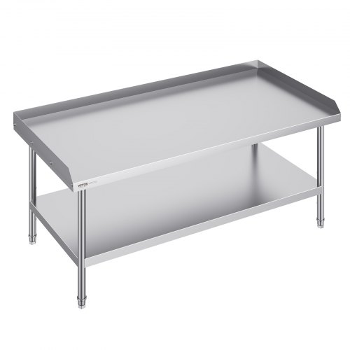 VEVOR Stół roboczy ze stali nierdzewnej, stół roboczy do przygotowywania żywności w obiektach komercyjnych, trójstronny panel ochronny, stół roboczy do restauracji, domu, hoteli, 762 x 1524 x 660 mm