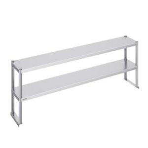 VEVOR Podwójny regał wiszący, dwupoziomowy regał wiszący ze stali nierdzewnej, 305 x 1829 mm Podwójny regał wiszący, stół przygotowawczy z regulowaną wysokością do kuchni, restauracji i warsztatu
