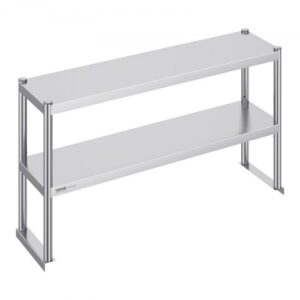 VEVOR Podwójny regał wiszący, dwupoziomowy regał wiszący ze stali nierdzewnej, 305 x 1219 mm Podwójny regał wiszący, stół przygotowawczy z regulowaną wysokością do kuchni, restauracji i warsztatu