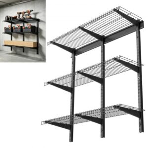 Regał garażowy VEVOR 3-poziomowy 915x915x305 mm Przechowywanie narzędzi 68 kg na warstwę Uchwyt na narzędzia Montowany na ścianie 915×305 mm Przestrzeń półkowa Półki do przechowywania Półka metalowa Organizer na narzędzia Półki ścienne