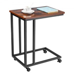 VEVOR Stolik kawowy z metalową ramą na kółkach, stolik kawowy w kształcie litery C do salonu, sypialni, biura, 500 x 350 x 605 mm, stolik pod telewizor, stolik do salonu, stolik kawowy …