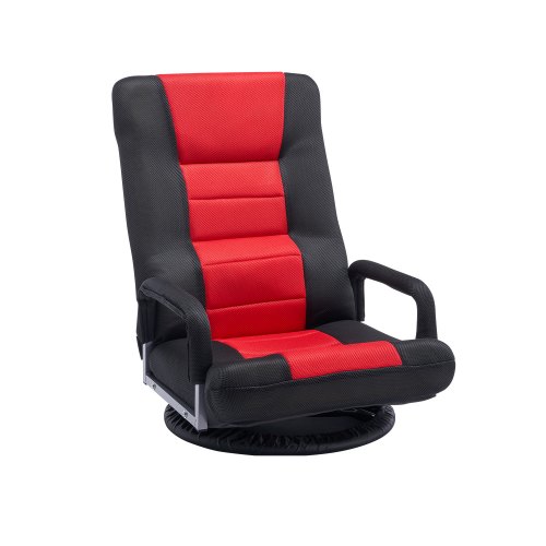Fotel gamingowy VEVOR obrotowy z podłokietnikami (obrót o 360°) Sofa podłogowa z 6 regulowanymi pozycjami, oparciem i podparciem lędźwiowym, sofa z funkcją wideorozkładania do oglądania telewizji i czytania, kolor czerwony/czarny