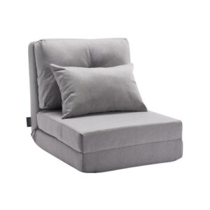 VEVOR Sofa rozkładana, rozkładana w 5 kierunkach, składana, tapicerowana sofa z regulowanym oparciem i poduszkami, składana sofa do salonu i sypialni, szara