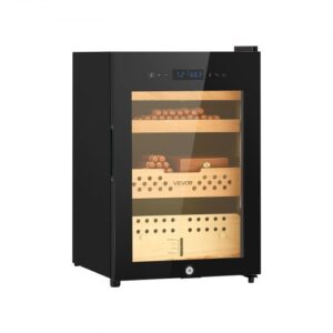 VEVOR Elektryczna szafka na cygara Humidor 60 l, 350 cygar Szafka na cygara Humidor z chłodzeniem kompresorowym, stałą kontrolą wilgotności i temperatury, półkami i szufladami, 3-warstwowa