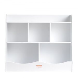 VEVOR Drewniany organizer na zabawki dla dzieci z półką na książki, 89 x 40 x 76 cm, 5-poziomowa szafka na zabawki, półka na książki i zabawki dla dzieci do pokoju dziecięcego, pokoju zabaw