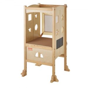 VEVOR Podnóżek dziecięcy o udźwigu 56,75 kg Podnóżek o wymiarach 510 x 540 x 942 mm Stołek łazienkowy z litego drewna, wysokość regulowana od 337 do 440 mm Wieża edukacyjna Podnóżek dziecięcy Podnóżek dziecięcy