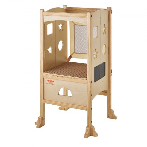 VEVOR Podnóżek dziecięcy o udźwigu 56,75 kg Podnóżek o wymiarach 510 x 540 x 942 mm Stołek łazienkowy z litego drewna, wysokość regulowana od 337 do 440 mm Wieża edukacyjna Podnóżek dziecięcy Podnóżek dziecięcy