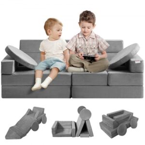 VEVOR Play Sofa Sofa dziecięca, 15 w 1 Sofa dziecięca z pianki, materac, wielofunkcyjny stół do gier, sofa z puzzlami, składany fotel dziecięcy, zabawka edukacyjna, fotel dziecięcy do zabawy, kącik do przytulania