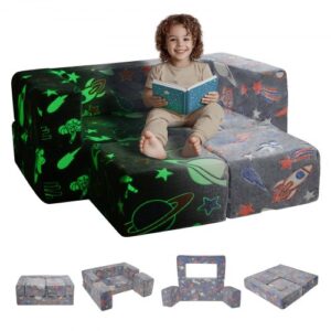 Sofa dziecięca VEVOR Play Sofa dziecięca wykonana z klocków piankowych 25D, 10-częściowa, sofa dziecięca do zabawy ze zdejmowanym pokrowcem, nośność 90 kg, sofa dziecięca rozkładana, meble do pokoju zabaw świecące w ciemności