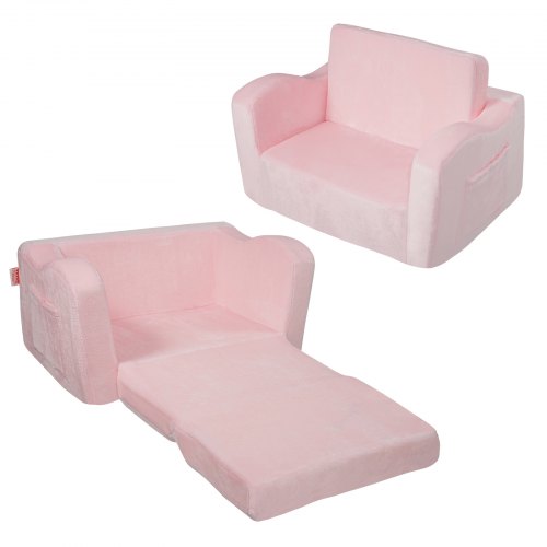 VEVOR Sofa dziecięca 2 w 1, rozkładana sofa dziecięca do fotela, rozkładany fotel dziecięcy, fotel dla malucha z funkcją spania, składana sofa do zabawy dla dzieci, różowa sofa dziecięca, 104 x 58 x 32 cm
