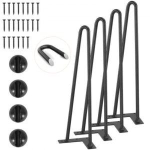 Zestaw 4 nóg w kształcie szpilki VEVOR, wysokość 406 mm, płyta montażowa 110 x 110 mm, malowana proszkowo, noga w kształcie szpilki, udźwig 227 kg, idealny do stołów kuchennych, konsol w salonie, stołów studyjnych