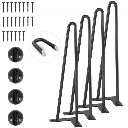 Zestaw 4 nóg w kształcie szpilki VEVOR, wysokość 406 mm, płyta montażowa 110 x 110 mm, malowana proszkowo, noga w kształcie szpilki, udźwig 227 kg, idealny do stołów kuchennych, konsol w salonie, stołów studyjnych