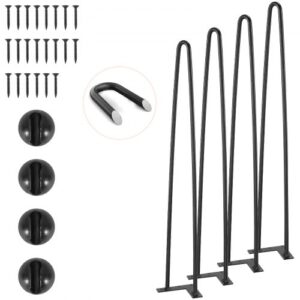 VEVOR Zestaw 4 nóg stołowych, nogi w kształcie szpilki, wysokość 710 mm, płyta montażowa 110 x 110 mm, stal węglowa, malowana proszkowo, nogi w kształcie szpilki, udźwig 227 kg, idealne do stołów kuchennych, konsol w salonie, stołów studyjnych
