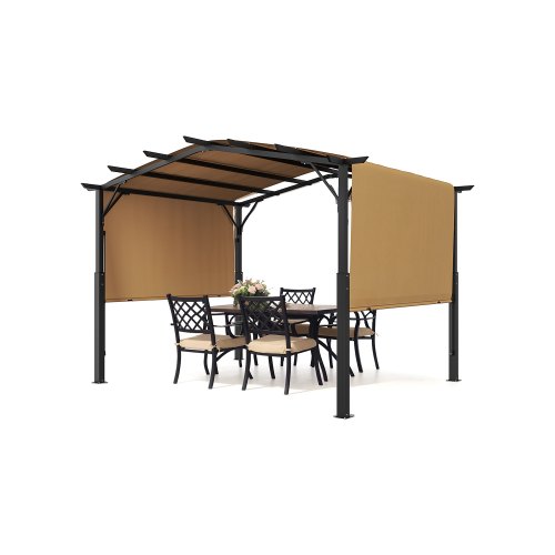 Pergola VEVOR 3×3 m, altana ogrodowa z łukowym dachem, zadaszenie z rozsuwanym dachem, duża altana na patio, namiot imprezowy, solidna pergola ogrodowa na patio, podwórko, werandę, basen