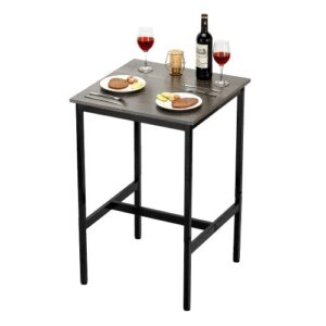 Stół barowy VEVOR, stół bistro, stół pubowy z metalową ramą, mały stół kuchenny, stół jadalny (610 x 610 x 914 mm), stół wystawowy na przyjęcia w salonie, pubie, jadalni, kawiarni, rustykalny brąz i czerń