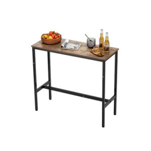 VEVOR Stół barowy, stół bistro, stół pubowy z metalową ramą, wąski i długi stół kuchenny, stół jadalny (991 x 406 x 902 mm), stół wystawowy na przyjęcia w salonie, pubie, jadalni, kawiarni, brązowy i czarny