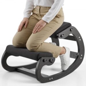 Ergonomiczny stołek VEVOR z grubymi, zintegrowanymi poduszkami piankowymi i solidną drewnianą ramą, regulowany na wysokość fotel klęczący, zapewniający ulgę szyi i pleców, idealny do domu i biura, czarny