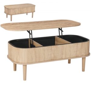 VEVOR Stolik kawowy z regulacją wysokości 1000x480x405-545 mm, stolik do salonu ze schowkiem, rozkładany stolik kawowy w stylu Mid-Century z płyty MDF, stolik z podnoszonym blatem do domu i biura, drewno naturalne