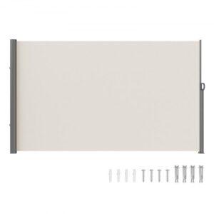Markiza boczna VEVOR 160 x 300 cm Markiza ścienna boczna wykonana z tkaniny poliestrowej z powłoką poliuretanową Markiza z uchwytem chowanym i mechanizmem sprężynowym Ekran prywatności na balkony i dziedzińce UV30 Beż