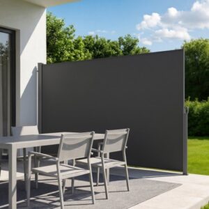 Markiza boczna VEVOR, rozkładana, 180×300 cm, roleta boczna z tkaniny poliestrowej o gramaturze 180 g/m², markiza ścienna, osłona przed wiatrem, markiza przeciwsłoneczna, ekran prywatności, ścianka działowa do ogrodu, balkonu, basenu, tarasu, w kolorze szarym