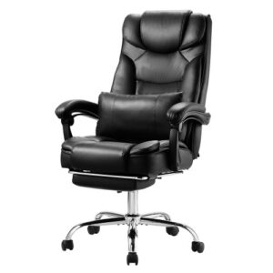 VEVOR Fotel biurowy obrotowy z wysokim oparciem, podnóżkiem i poduszką lędźwiową, ergonomiczny fotel biurowy z pochyleniem 135° i regulowaną wysokością, do pracy, nauki, gier