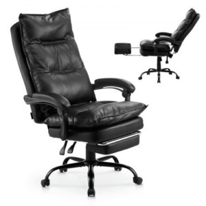 VEVOR Fotel biurowy obrotowy z wysokim oparciem, podnóżkiem i poduszką lędźwiową, ergonomiczny fotel biurowy z pochyleniem 135° i regulowaną wysokością do pracy, nauki, gier