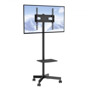 VEVOR Stojak pod telewizor z kółkami, uniwersalny, 1430-1538 mm, regulowana wysokość, 100 x 100 mm / 400 x 400 mm, nośność 39,9 kg, podstawa stojaka podłogowego, pasuje do telewizorów o przekątnej 58,42-152,4 cm, uchwyt do telewizora