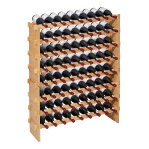 VEVOR Modułowy stojak na wino na 72 butelki, 8-poziomowy, o łącznej nośności 80 kg, antypoślizgowy, stojak na butelki wina do kuchni, piwniczki na wino, baru, naturalny uchwyt na butelki wina