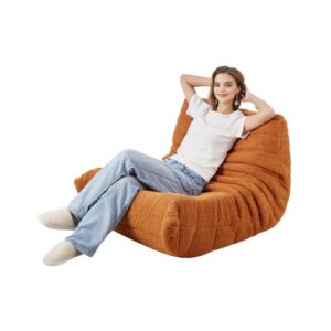 VEVOR Fotel sako w kształcie litery L (99 x 92 x 72 cm) z podłokietnikami i torbą do przechowywania, wypełniony pianką memory 25D z miękkim aksamitnym pokrowcem Teddy, worek sako do sypialni, brązowy