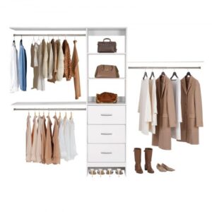 Wieszak na ubrania VEVOR z 3 szufladami, regulowany, drewniany, organizer do garderoby z 3 wysuwanymi drążkami na ubrania (575-1020 mm) System do garderoby typu walk-in