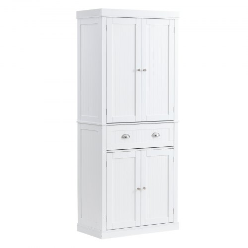 Szafka kuchenna VEVOR 183 cm, szafki gospodarcze z drzwiami, szufladą i 3 regulowanymi półkami, bufet z żywnością do kuchni, salonu, jadalni, pralni, biała