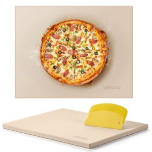 Kamień do pieczenia pizzy VEVOR 38 x 30 cm, prostokątny kamień do pizzy z kordierytu, bardzo duża płyta kamienna ze skrobakiem, grubość 1,5 cm, odporny na ciepło, odpowiedni do piekarników kuchennych, pieczenia chleba, pizzy i grillowania