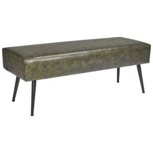 Ławka sypialniana VEVOR (40 x 110 x 43 cm) wykonana ze skóry ekologicznej z metalowymi nogami i przeszyciami, tapicerowana ławka na buty o udźwigu 300 kg, nowoczesna ławka-podnóżek do salonu, jadalni, przedpokoju, zielona