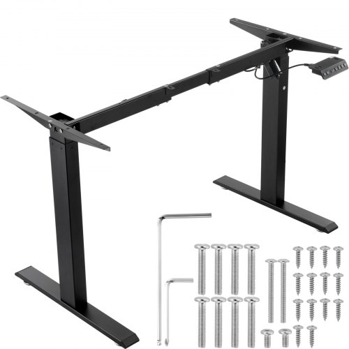 Stelaż biurka VEVOR, regulowana wysokość 70-117 cm i długość 90-135 cm, elektryczny stelaż biurka, ergonomiczna podstawa do samodzielnego montażu w domu i biurze (tylko czarny stelaż)