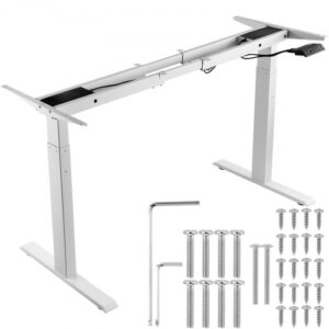 Rama biurka VEVOR z podwójnym silnikiem, regulowana wysokość 70–117 cm i długość 110–178 cm, elektrycznie regulowana rama biurka, ergonomiczna podstawa do samodzielnego montażu (tylko biała rama)