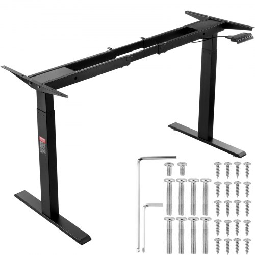 VEVOR Podwójna rama biurka z silnikiem, regulowana wysokość od 70 do 117 cm i długość od 110 do 178 cm, elektryczna rama biurka, ergonomiczna podstawa do samodzielnego montażu (tylko czarna rama)