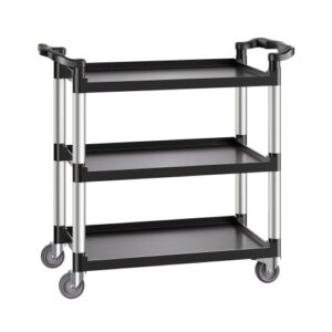 Wózek wielofunkcyjny VEVOR, udźwig 226 kg, 3-poziomowy plastikowy wózek narzędziowy z kołami obrotowymi 360° (2 z hamulcami), 106 x 49 x 98 cm, duży wózek do serwowania do magazynu, biura, domu, restauracji, kuchni