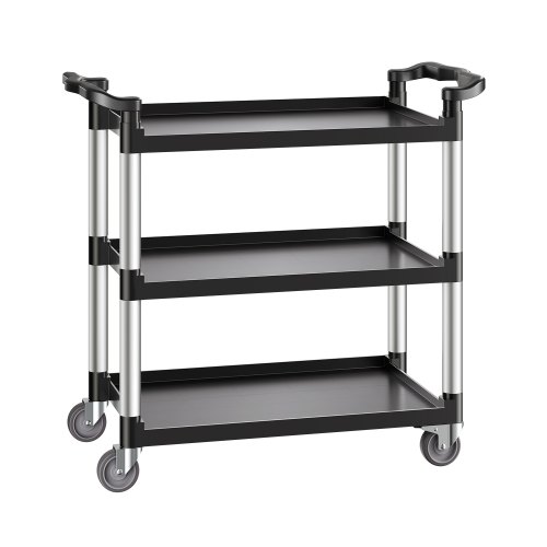Wózek wielofunkcyjny VEVOR, udźwig 226 kg, 3-poziomowy plastikowy wózek narzędziowy z kołami obrotowymi 360° (2 z hamulcami), 106 x 49 x 98 cm, duży wózek do serwowania do magazynu, biura, domu, restauracji, kuchni