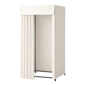 VEVOR Przymierzalnia rolowana z grubymi zasłonami, ekran prywatności z solidnym metalowym haczykiem, do butików, centrów handlowych i zakładów krawieckich, 99 x 99 x 204,5 cm (czarno-beżowy)