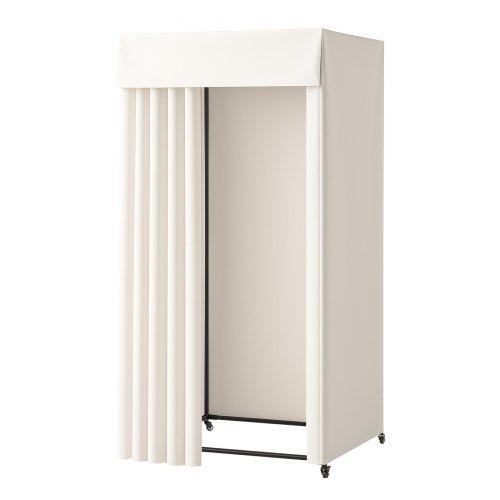 VEVOR Przymierzalnia rolowana z grubymi zasłonami, ekran prywatności z solidnym metalowym haczykiem, do butików, centrów handlowych i zakładów krawieckich, 99 x 99 x 204,5 cm (czarno-beżowy)