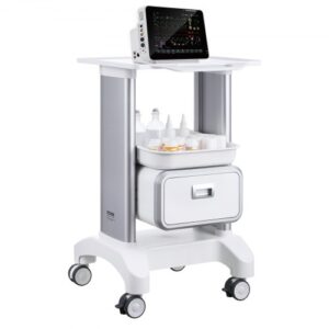 Wózek laboratoryjny VEVOR 2-poziomowy, wózek laboratoryjny z 1 szufladą i 1 górną tacką, mobilny wózek medyczny wykonany z tworzywa ABS, wózek laboratoryjny na kółkach z 4 cichymi kółkami do laboratorium, kliniki, szpitala, salonu, biały