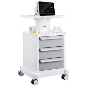 Wózek laboratoryjny VEVOR 4-poziomowy, wózek laboratoryjny z 3 szufladami i 1 górną półką, mobilny wózek medyczny wykonany z tworzywa ABS, wózek laboratoryjny na kółkach z 4 cichymi kółkami do laboratorium, kliniki, szpitala, salonu, biały