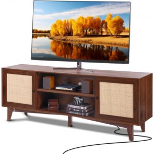 VEVOR Rattanowa szafka pod TV 191cm pod TV Boho Szafka pod TV Szafka pod TV Orzech