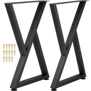 Nogi do stołu VEVOR, 28 x 18 cali, zestaw 2 szt., wytrzymałe nogi do stołu, metalowe nogi do stołu w kształcie litery Z, podstawa stołu z kutego żelaza, meble do samodzielnego montażu do stołu jadalnego z gumowymi ochraniaczami podłogi, mata