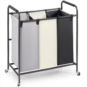 VEVOR 3-częściowy wózek na pranie, komercyjny sortownik do prania, ładowność 15 kg, pojemnik na pranie, wózek na pranie Oxford, separator do prania, mobilny system sortowania prania, pojemnik na pranie, szafka na pranie
