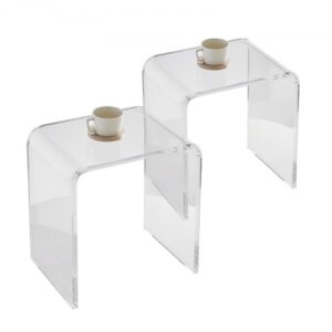 VEVOR 2-pak stolików bocznych 415 x 305 x 460 mm, stolik kawowy w kształcie litery U z akrylu, przezroczysty na napoje, jedzenie, przekąski, do stosowania w salonie, sypialni, gabinecie itp.