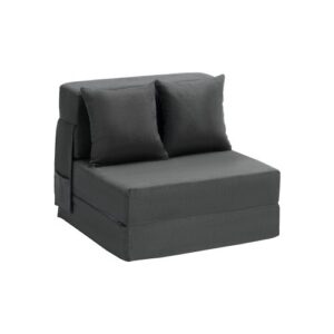 VEVOR 3 w 1 rozkładana sofa z 2 poduszkami i zmywalnym pokrowcem, rozkładany fotel z pianki memory 25D, sofa rozkładana do salonu i sypialni, ciemnoszara (łóżko pojedyncze)