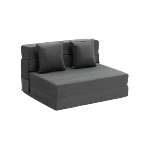 VEVOR 3 w 1 rozkładana sofa z 2 poduszkami i zmywalnym pokrowcem, rozkładana sofa z pianki memory 25D, do salonu i sypialni, kolor ciemnoszary (TWIN XL / 1950x1005x150 mm)