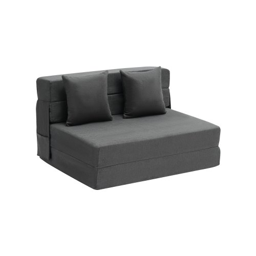 VEVOR 3 w 1 rozkładana sofa z 2 poduszkami i zmywalnym pokrowcem, rozkładana sofa z pianki memory 25D, do salonu i sypialni, kolor ciemnoszary (TWIN XL / 1950x1005x150 mm)